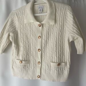 Nicole Miller Cream Cable Knit Cardigan